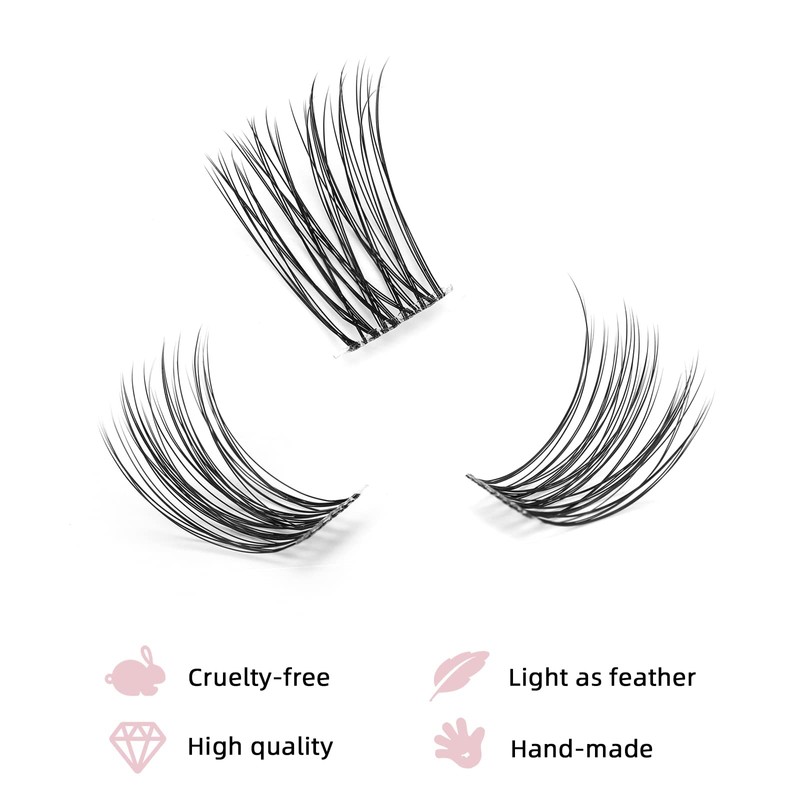 Higu clace Lash Clusters, 72pcs D curl Lashes Extension 10-16mm,