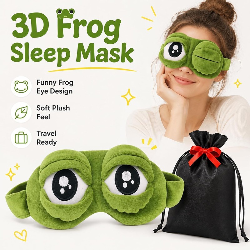 3D Frog Sleep Mask, Funny Frog Eye Mask for Sleeping,