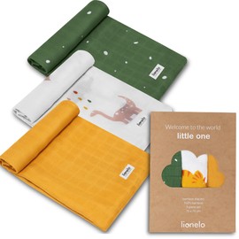 LIONELO Bamboo Set 3 Swaddles Muslin Newborn Blankets 100% Natural Bamboo Cotton Size 70x70cm Pleasant to the touch, soft fabric, hypoallergenic, antibacterial, absorbs moisture and unpleasant odors