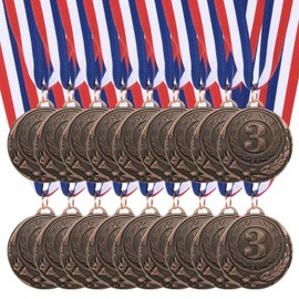 MECCANIXITY Bronze Award Medals 2 Inch, Metal Winner Medals with Neck Ribbon for Sports Competitions Party Favors 18 Pieces
