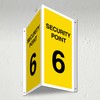 V Safety Security Point 6-3D Corridor Sign 340 x 300 mm - 3mm Indoor Palboard + Fold & Drill Holes - Customised