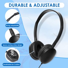 ZXQZYM Classroom Bulk Kids Headphones for School Classroom Students Kids Children Teen and Adults (20 Pack Black)