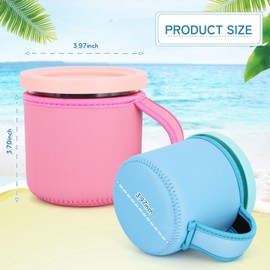 4Pack Neoprene Ice Cream Sleeves with Handle, Reusable Insulated Pints Cover Compatible with Ninja Creami NC301 NC300 NC299AMZ Series Ice Cream Maker Containers(Tropical）