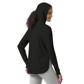 Willit Women's Sun Shirts Hooded UPF 50+ Long Sleeve Hiking Workout Tops Lightweight Quick Dry UV Protection Black S