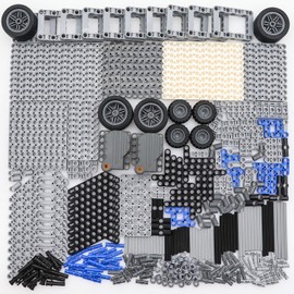 BrickBounty 434 Pcs Technical-Parts Compatible with Technic Set, Return-Motor Gear Tires Wheels Frame Liftarm Beam and Pins, Technic-Pieces Replacement Kit for MOC STEM Building Blocks