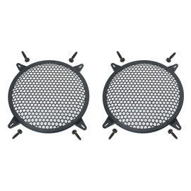 SYCZIOHU 2 Pcs 10 Inch Speaker Grill Plastic Round Subwoofer Grill with 4 Pcs Clamps Waffle Protector Guard Speaker Cover Decorative Car Audio Grille Black