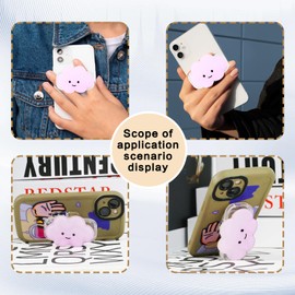 Yuibthr Phone Grip Cute 2D Cloud Shape Collapsible Expandable, Smartphone Tablet Cell Phone Grip Stand Holder (Pink)