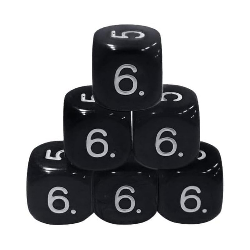 20Pcs Black Polyhedral Dice Set, 6-Sided Number Dice, 16mm, Round