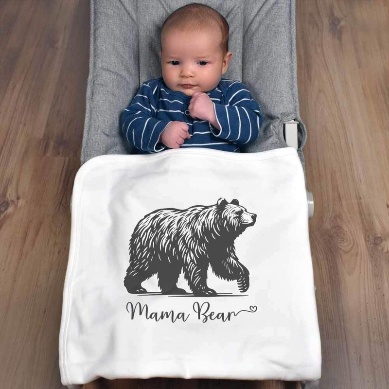 Azeeda 'Mama Bear' Cotton Baby Blanket/Shawl (BY00041170)