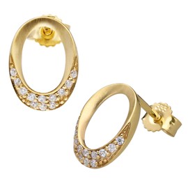 trendor 41544 Women's Earrings Gold 333/8K Stud Earrings with Zirconia Elegant Earrings for Women, Magical Jewellery Made of Real Gold, Fashionable Gift Idea, Cubic Zirconia, Cubic Zirconia