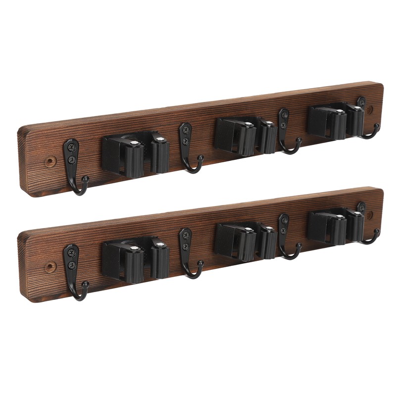 2pcs Mop Broom Holder 3 Positions 4 Hooks Wall Mount