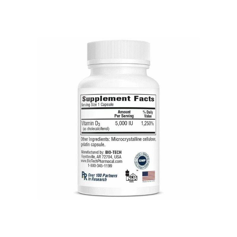 Biotech Vitamin D3 5 Cholecalciferol 5000IU Bone & Joint Support