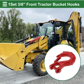 X AUTOHAUX Tractor Bucket Hooks 3/8" Front Tractor Accessories Bucket Grab Hook Metal 3.27"x4.92" Red 15 Ton with 1 Red Stopper and 1 Small Wrench 1 Set