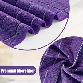 Homaxy Microfiber Kitchen Towels and Dishcloths Set, 16 Pack Soft and Absorbent Dish Hand Towels Bulk, 28 x 16 Inch & 12 x 12 Inch Quick Drying Rags for Washing Dishes, Purple
