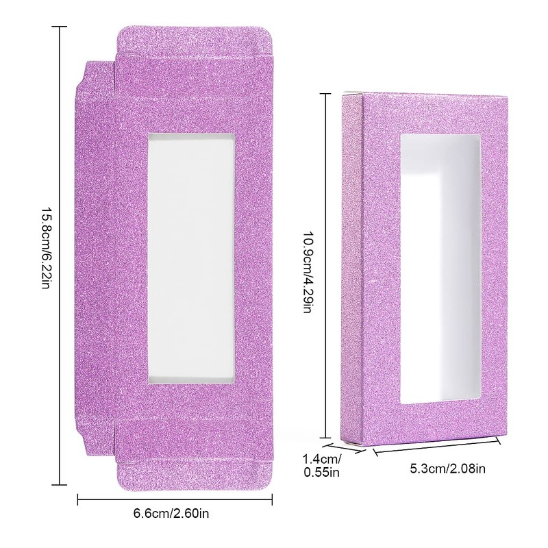 30 Pcs Glitter Empty Lash Boxes, Clear Window Eyelash Packaging