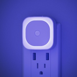 YUNLEX 2 Pack Plug in Night Light with Motion Sensor & Dusk to Dawn Sensor, 3 Sensor Modes, Blue Night Lights Plug into Wall, Dimmable Nightlight as Gifts for Bathroom, Bedroom, Indoor