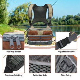 MYDAYS Fishing Chest Pack, Fly Fishing Bag for Men and Women, Tackle and Fly Boxes Storage Pack, Hunting Binocular Pack (Grey)