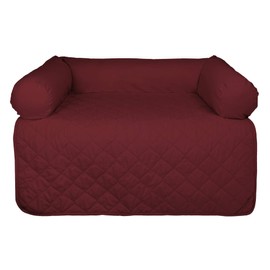 E-Living Store Pet Furniture Protector Non-Slip Water-Resistant Cover for Dogs and Cats with 3-Sided Bolster Soft Fabric - Medium, Cranberry