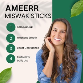 Ameerr Miswak Stick for Teeth Organic | Natural Toothbrush | Premium Quality Miswak | Siwak Toothbrush Stick | Natural Chew Sticks for Humans | with Pen-Holder