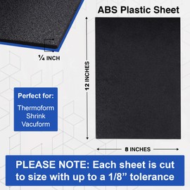 Duco USA-Made ABS Plastic Sheet 1/4 Inch Thick 8" x 12" - 1 Pack of Black Thermoplastic Panels - Textured, Heat Moldable ABS Board for DIY, Car Interiors, Crafts, and More