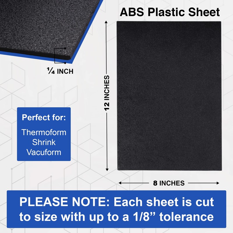 Duco USA-Made ABS Plastic Sheet 1/4 Inch Thick 8" x