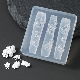 HYWWPFLAY Flower Silicone Nail Molds, 1PCS Petal Nail Charm Mold with Carving Pen, Resin Modeling Templates, 3d Gel Nail Art Sculpture Decoration for Women DIY Manicure Supplies