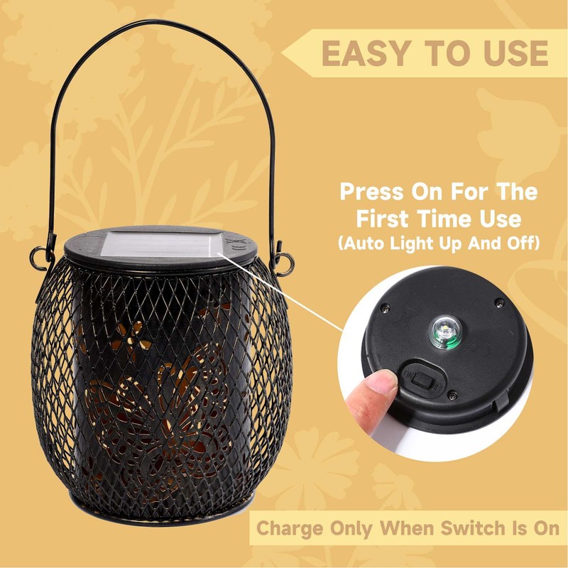 Solar Lantern Outdoor Waterproof Hanging Solar Light with Handle Chain