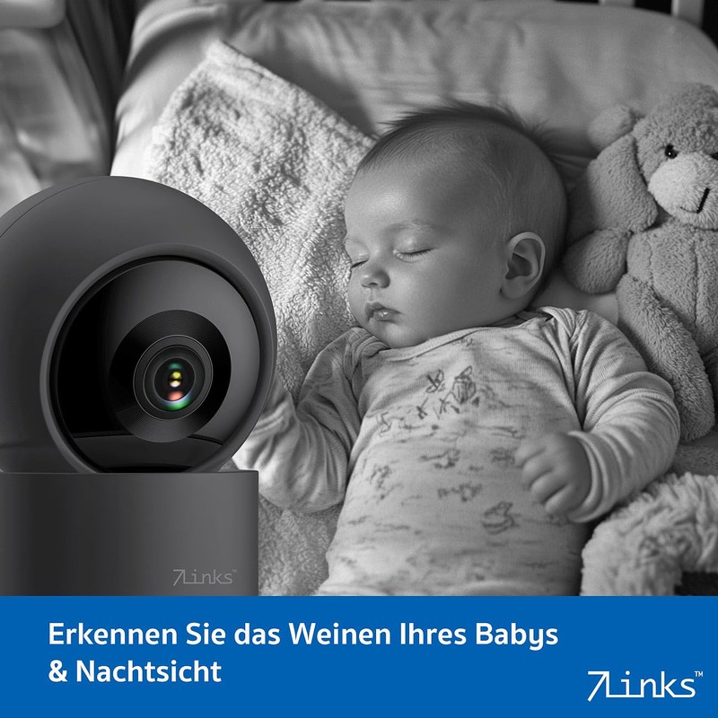7links Indoor Surveillance Camera: 2K Pan-Tilt Surveillance Camera with Wi-Fi,