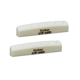Guyker Acoustic Guitar Bone Nut - 6 String White Flat Bottom Pre-Slotted Bone Nuts Replacement Parts Accessories for Acoustic Folk Guitar 2 Piece, 44x6x9mm ATW-4469