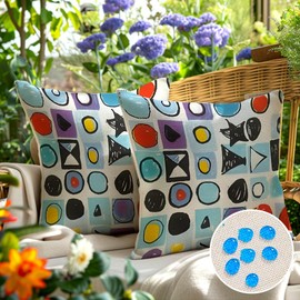 wtisan Cushion Cover 45 x 45 cm Decorative Set of 2 Waterproof Outdoor Cushion Garden Cushion Weatherproof Breathable Geometric Graffiti Cushion Cover Garden Decoration for Outdoor Home Sofa Garden