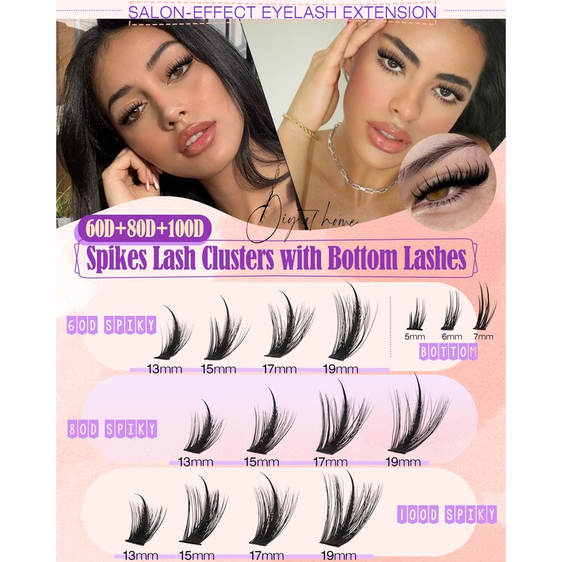 Spiky Lash Clusters 60D 80D 100D Volume Eyelash Cluster Spikes