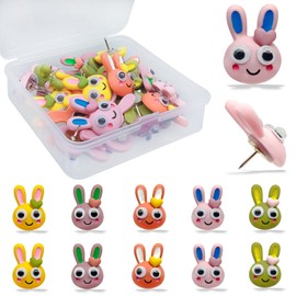 WINFA Fun Push Pins Cute Thumb Tacks Decorative Pushpin for Cork Board Animal Lovely Rabbit Funny Thumbtacks for Wall Bulletin Board Home Office Cubicle Decor (25 Pcs)