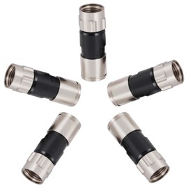 RELIAGINT 5 Pack Coaxial Cable Connector, 75 Ohm F-Type Waterproof Brass Compression Connectors for RG6 Dual/Tri/Quad Shield Cables, for HD TV, Satellite & Antennas