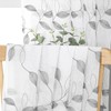 Tollpiz Grey Leaf Sheer Curtain Leaves Embroidered Bedroom Short Curtains