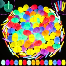PullCrease 720 Pcs Easter Glow Eggs Set Include 360 Easter Eggs and 360 Mini Glow Sticks Glow in The Dark Easter Basket Stuffers for Hunt Game Party Supplies Favors Classroom Prizes