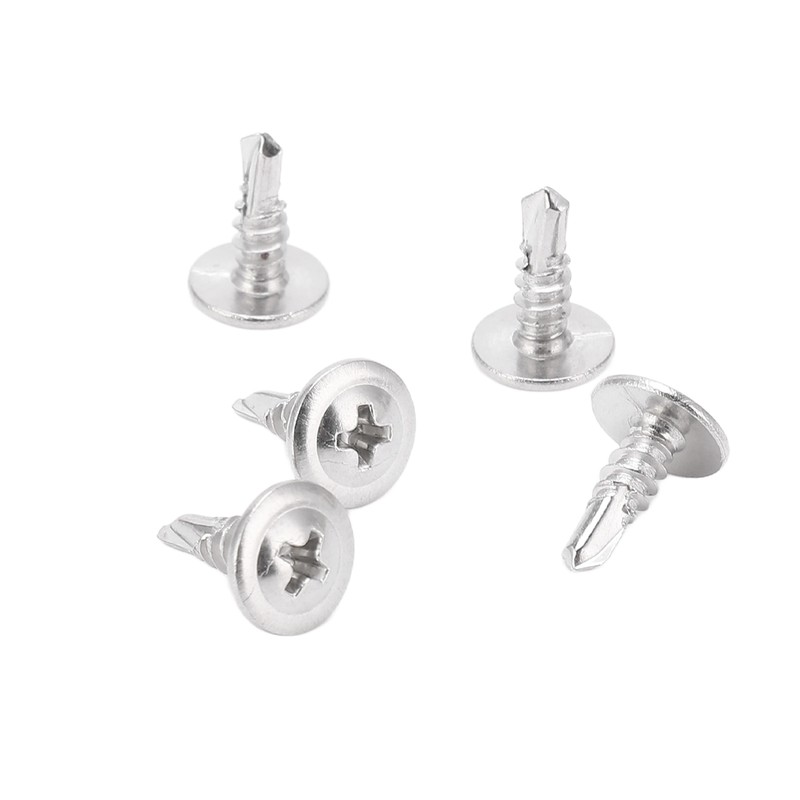 200Pcs Self Drilling Screw M4.2x13 Round Washer Head Stainless Steel