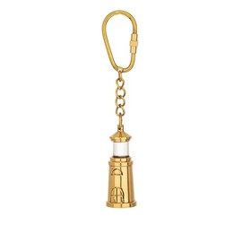 NKlaus Lighthouse Brass Keyring - 11.5 x 2 cm Nautical Decoration in Retro Look 16030, transparent
