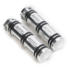 TESWNE Heavy Duty CNC 1 inch Handle Grips for Touring Sportster Dyna Softail V-Rod (Chrome)