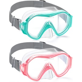 Supertrip Adult Swim Goggles Swimming Goggles with Nose Cover Elastic Fabric Strap Tempered Glass Snorkeling Gear for Adults
