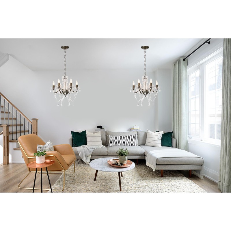 Mr.Color Black and Gold Chandeliers Acrylic Crystal Modern Farmhouse Chandelier