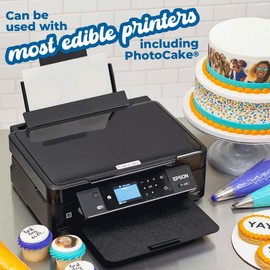 PhotoCake® Print-Ons®, 1/4 Sheet Extended PhotoCake® Edible Paper For Easy Printing, Edible Frosting Sheets for Cakes, Fondant, Edible Printer Paper - Pack Of 24