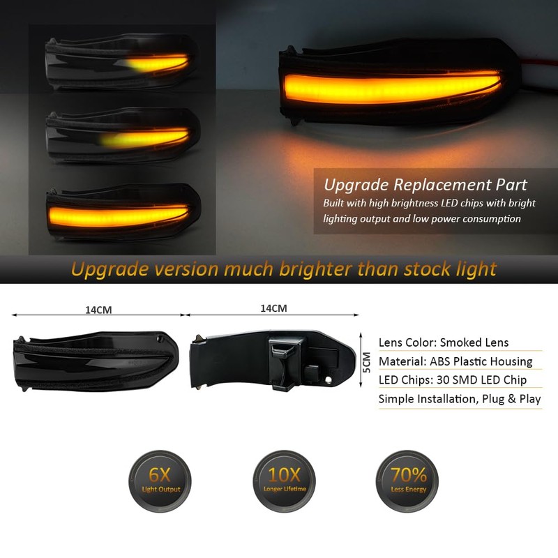 D-Lumina Sequential LED Side Mirror Turn Signal Lights Smoked Lens
