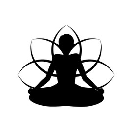Yoga Meditation Wall Decals Lotus Pose with Flower Drawing - Yoga Stickers Lotus Pose Figure Drawing - Wall Decals Yoga Lotus Pose Picture with Lotus Flower