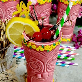 Tiki Mug Drinkware Set of 4 - Pink Goddess
