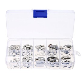 120 Pcs E-Type Snap Rings E-Clip 304 Stainless Steel Retaining Snap Ring Circlip Kit Durable Oil Resistant Repair Fixing Parts M1.5 M2 M3 M4 M5 M6 M7 M8 M9 M10 with Storage Case