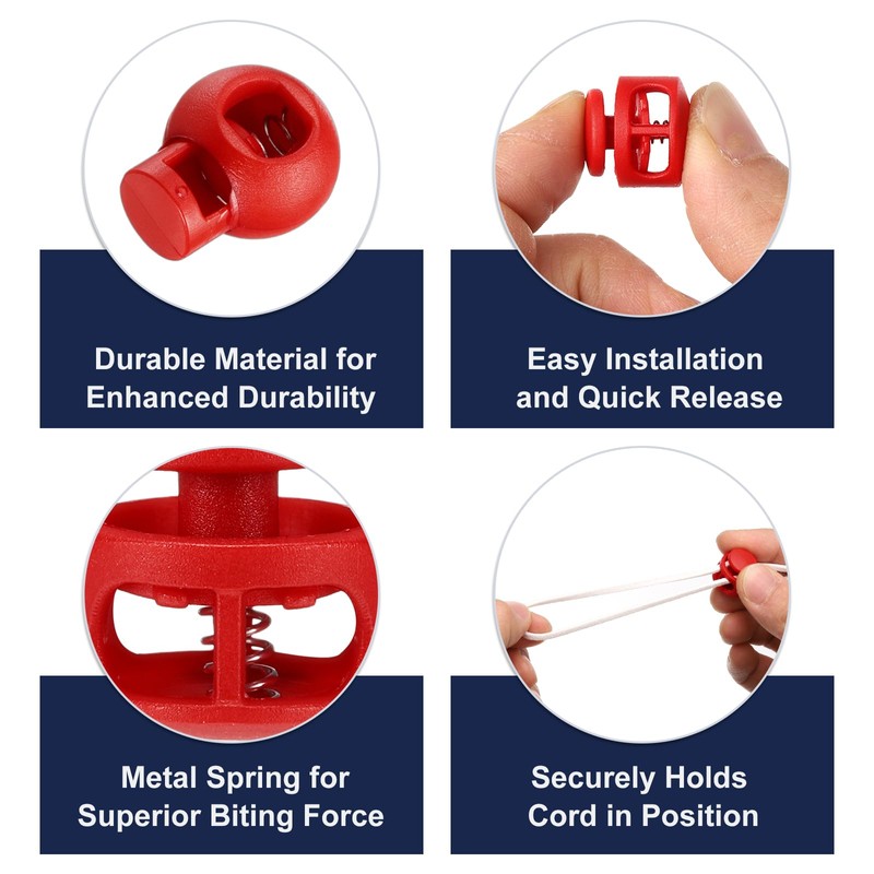 sourcing map 10pcs Plastic Cord Locks Double Hole Spring Toggle