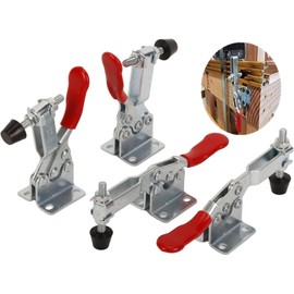 veonly 4 PCS Toggle Clamp, 201B Horizontal Clamp Anti-skid Quick Release Vertical Toggle Clamp Heavy Duty Hand Tool Toggle Clamp for Woodworking