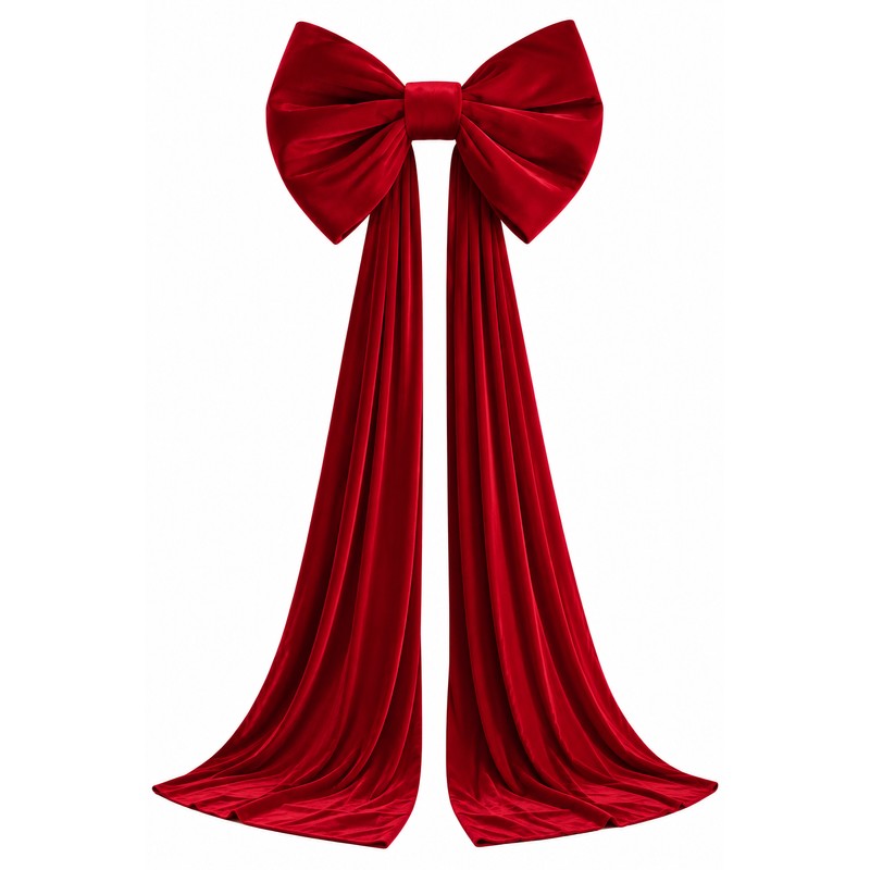 Oversized Velvet Christmas Bow with Long Tails, 15.75 x 70.8