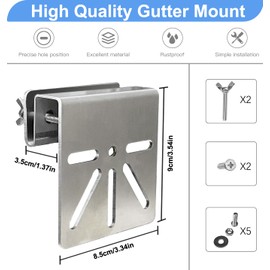 OWOKISO Stainless Steel Gutter Mount for eufy Security SoloCam S340, E30 and eufy 4G LTE Cam S330 - Camera Mounting Brackets Accessories Compatible with Most Security Camera, Solar Panel
