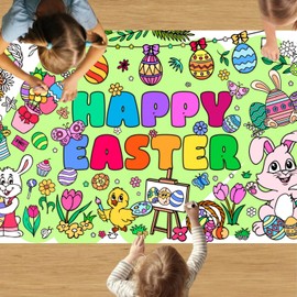 Mchochy Easter Giant Coloring Poster/Tablecloth, Crafts for Kids, 30 x 72 Inches Jumbo Coloring Banner, Versatile Paper Table Cover for Easter Gift Party Favors, Wall Decoration